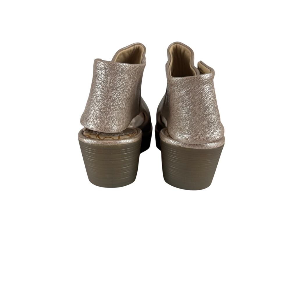 Fly London Yone642 Silver Leather Wedge Sandals Peep Toe EU 36 New in Box 5.5/6 - Picture 5 of 9